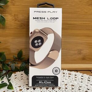 Press Play Stainless Steel Mesh Loop Band for Apple Watch 42mm 44mm Gold Strap